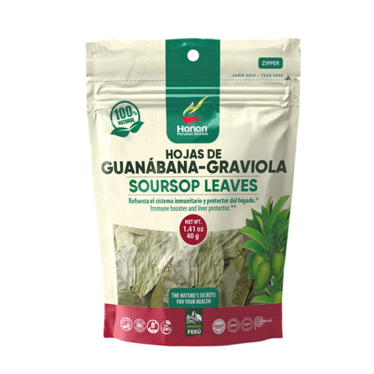 Hanan Graviola Loose Leaf Herbal Tea 1.4oz Soursop Leaves 40g - Hojas De Guanabana Herbs Natural, Dried Annona Muricata From Peru Te Guyabano Sour Sop