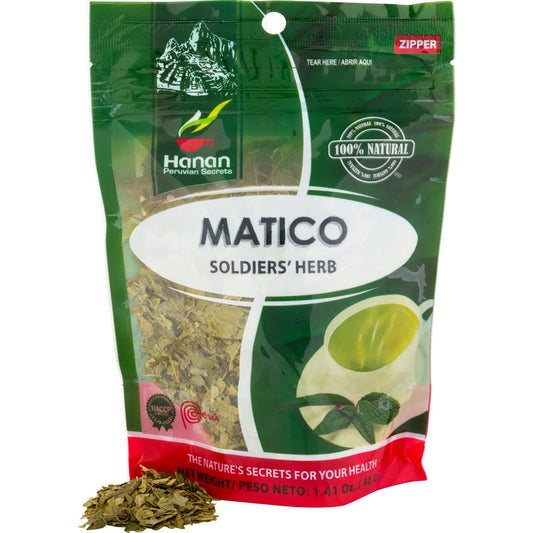 Hanan Te de Matico 40g - Matico Loose Leaf Tea Soldiers’ Herb, Spiked Pepper, Natural Herbal Tea from Peru (1.4oz)