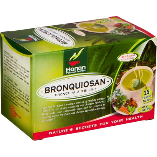 Hanan Bronchial Wellness 25 Tea Bags - Bronquiosan for Respiratory Lung Health Blend of Dried Eucalyptus Leaves, Cat's Claw Herbal Supplement, Lungwort Herb from Peru