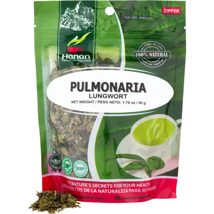 Hanan Te de Pulmonaria 50g - Lungwort Loose Leaf Tea, Natural Herbal Tea from Peru, Supports Respiratory Comfort and Well-Being (1.8oz)