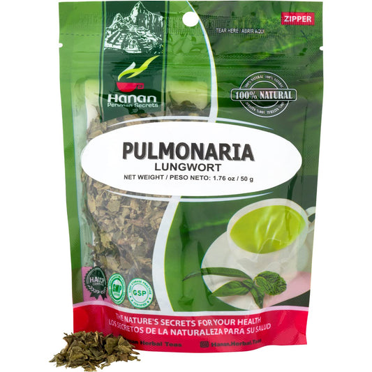 Hanan Te de Pulmonaria 50g - Lungwort Loose Leaf Tea, Natural Herbal Tea from Peru, Supports Respiratory Comfort and Well-Being (1.8oz)