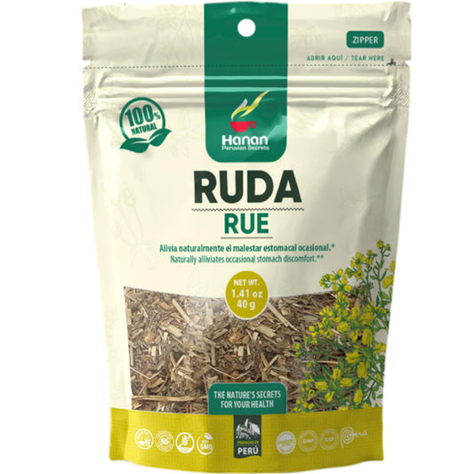 Hanan Te de Ruda 40g - Rue Loose Leaf Tea for Relaxation & Well-Being, Ruta Graveolens, Natural Herbal Tea from Peru (1.4oz)