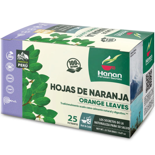 Hanan Orange Leaves Tea 25 Herbal Tea Bags - Hojas de Naranja Te Natural from Peru for Relaxation and Digestive Health