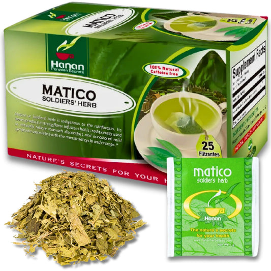 Matico Tea (Soldier's Herb) - 25 Tea Bags of All Natural Matico Herb Leaves - Herbal Tea from Peru (Piper aduncum aka Spiked Pepper, Hierba del Soldado, Achotlin, Cordoncillo, Higuillo de Hoja Menuda