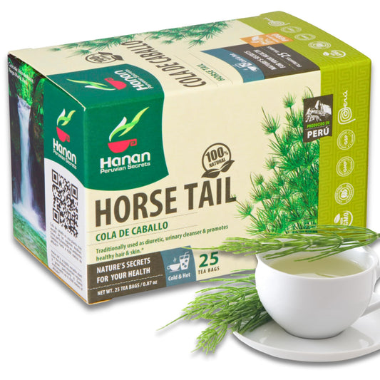Hanan Horsetail Tea (Cola de Caballo) - 25 Teabags of All-Natural Horse Tail from Peru a.k.a. Shavegrass, Snake Grass, Equisetum, Puzzlegrass