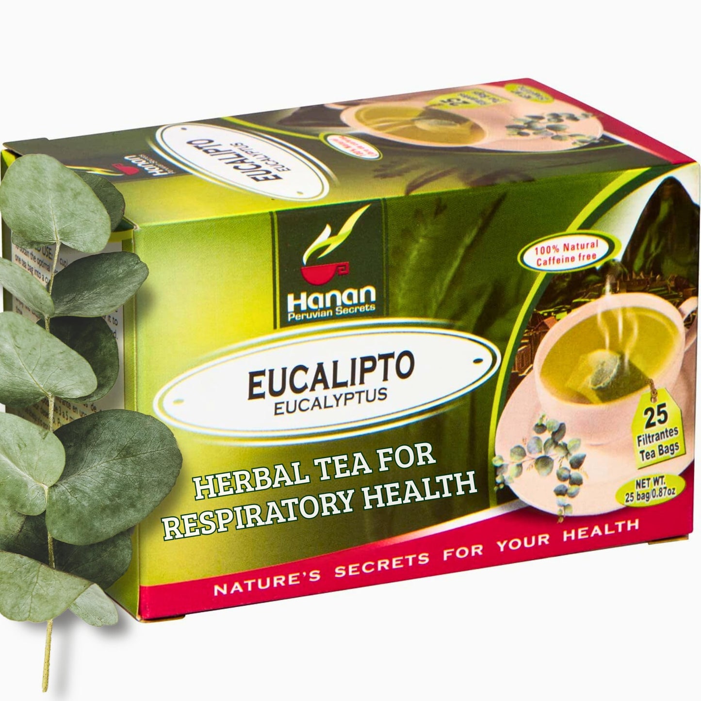 Hanan Premium Eucalyptus Tea - 100% Natural Eucalipto Hojas Naturales for Tea, Herbal Remedies and Aromatherapy - Dried Eucalyptus Leaves - Fresh Fragrant Floral Taste