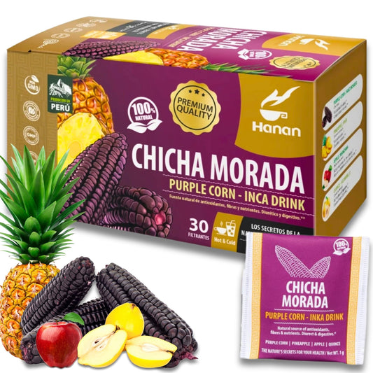 HANAN Chicha Morada Purple Corn Tea - Inka Drink Classic Purple Corn Juice from Peru - Peruvian Corn All 100% natural ingredients