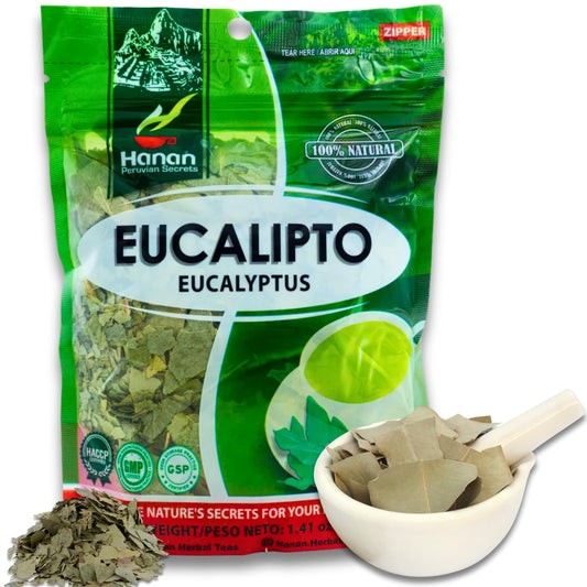 Hanan Dried Eucalyptus Leaves - Te de Eucalipto, Natural Eucalyptus Loose Leaves - Eucalipto Hojas Naturales Grown in Peru – Herbal Tea, Fresh Taste 1.4 oz (40 g)