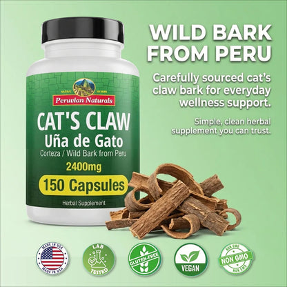 Cat's Claw Capsules (Uña de Gato) — 2400mg Herbal Supplement | from Peru