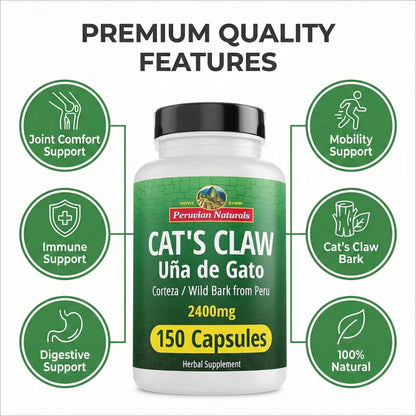 Cat's Claw Capsules (Uña de Gato) — 2400mg Herbal Supplement | from Peru