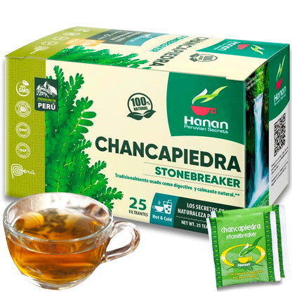 Peruvian Naturals Chanca Piedra (Stone Breaker) tea bags box — 25 herbal tea bags for kidney and urinary support from Peru