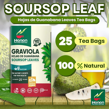 Graviola (Soursop) Herbal Tea — Hand-Selected Leaves | 25 Tea Bags from Peru