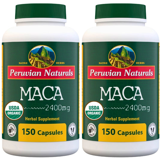 Peruvian Naturals Organic Maca Capsules 800mg bottle — high-potency Peruvian Maca root supplement