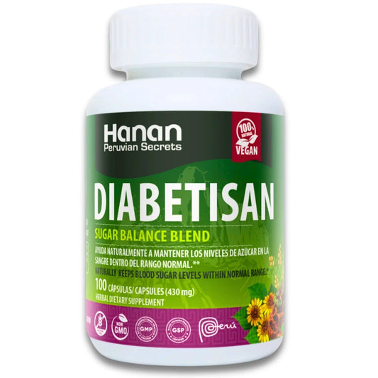 Hanan Diabetisan Blend capsules — Peruvian herbal supplement with Pasuchaca, Yacon, and Cuti Cuti for healthy blood sugar